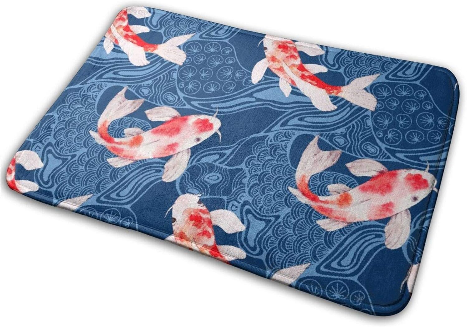Microfiber Bath Mat Rug,Watercolor Koi Fish Seamless Pattern Texture