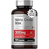Horbäach Nitric Oxide Supplement | 3000mg | 120 Capsules | Pre Workout with L Arginine and L Citrulline for Men and Women | Non-GMO, Gluten Free Formula