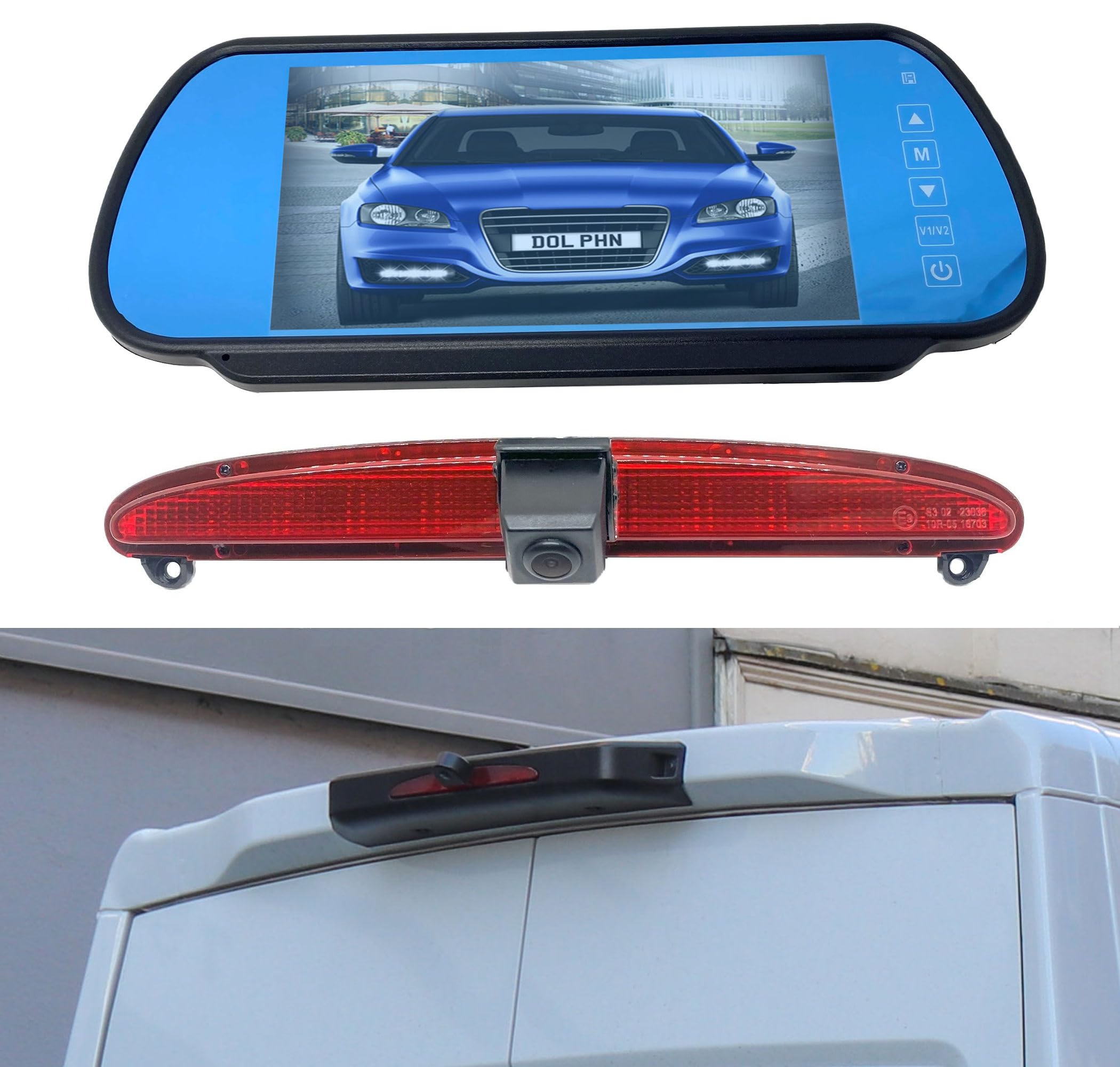 Dolphin Automotive Reversing Camera/Rear Brake Light High Level Parking Camera For IVECO Daily Van 3rd Generation 2014 Onwards (Camera With 7"Mirror Monitor)