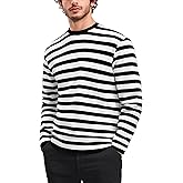 RGJU Men's Striped Shirts Long Sleeve, T-Shirt Crewneck Cotton Blend Stripes Top Casual Tee