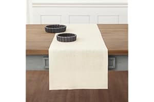 Solino Home Linen Table Runner 48 Inch – 100% Pure Linen Ivory Table Runner 14 x 48 Inch – Machine Washable Table Runner for Spring, Holiday – Fete