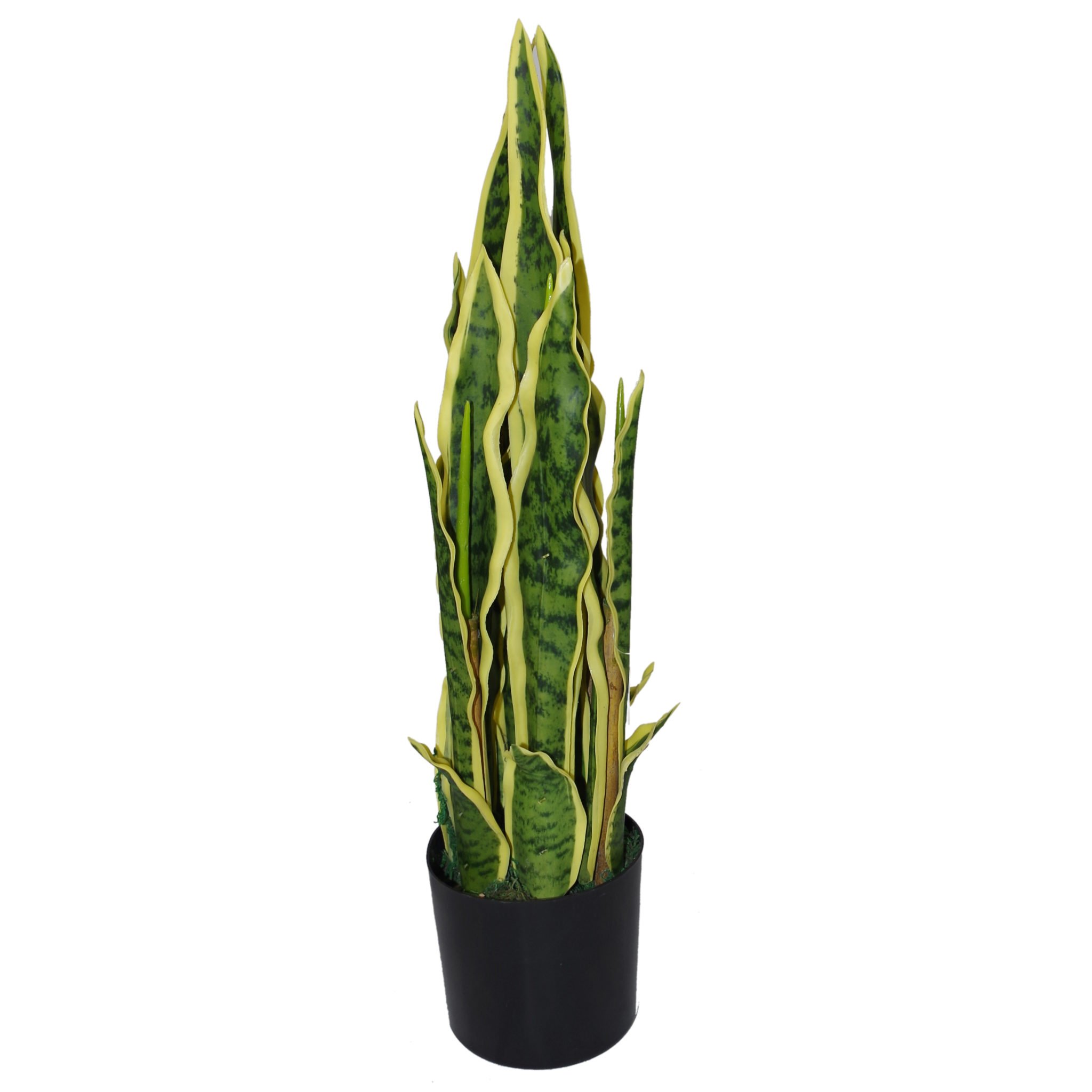 Leaf Artificial Tropical Snake Plant, 55cm Sansevieria, Yellow-green