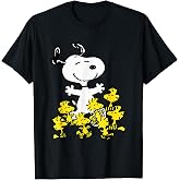 Peanuts Snoopy Chick Party Crew Neck T-Shirt - Classic Fit, Adult, Black