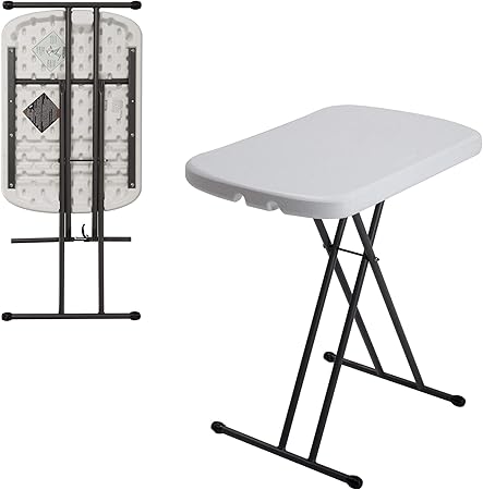 Amazon Com Lifetime 80251 Adjustable Folding Laptop Table Tv Tray 26 Inch White Granite Garden Outdoor