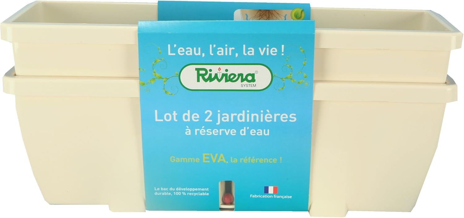 Cboutic Riviera Lot De 2 Jardinieres Eva 57 Ivoire Amazon Fr Jardin