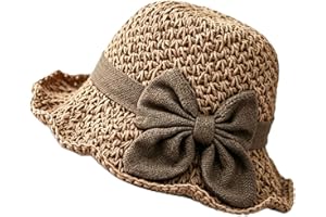 Versatile Retro Woven Handmade Straw Hat with Ruffled Bow, Summer Bucket, Women French Sun Hat Foldable Breathable