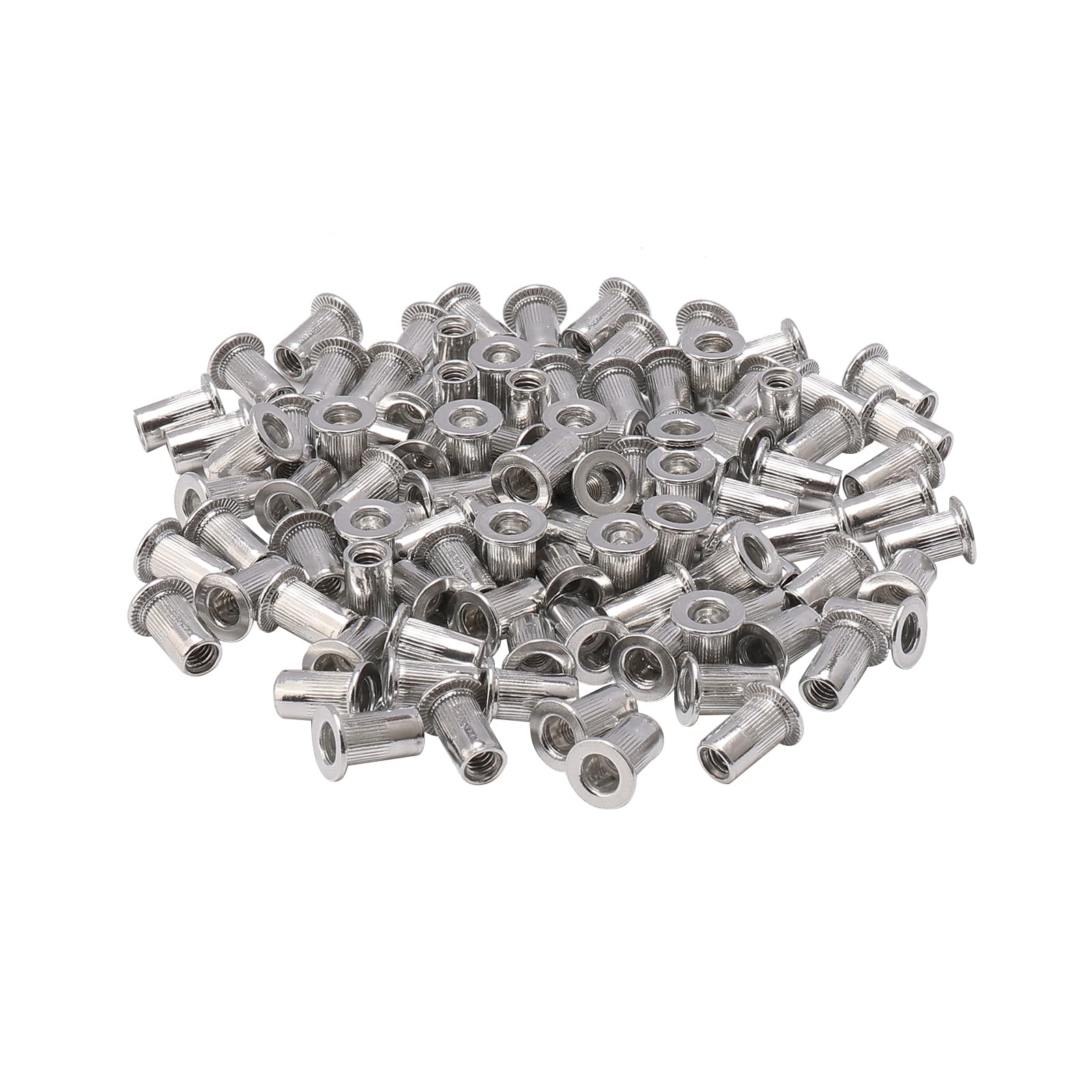 Unxuey 100PCS M4 Rivet Nuts Aluminium Alloy Knurled Flat Head Rivnuts Threaded Insert Rivet Nut