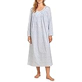 Eileen West Sleepwear & Loungewear for Women - Poetic Woven Lawn Collection - 100% Cotton Longsleeve Full-Length Nightgown