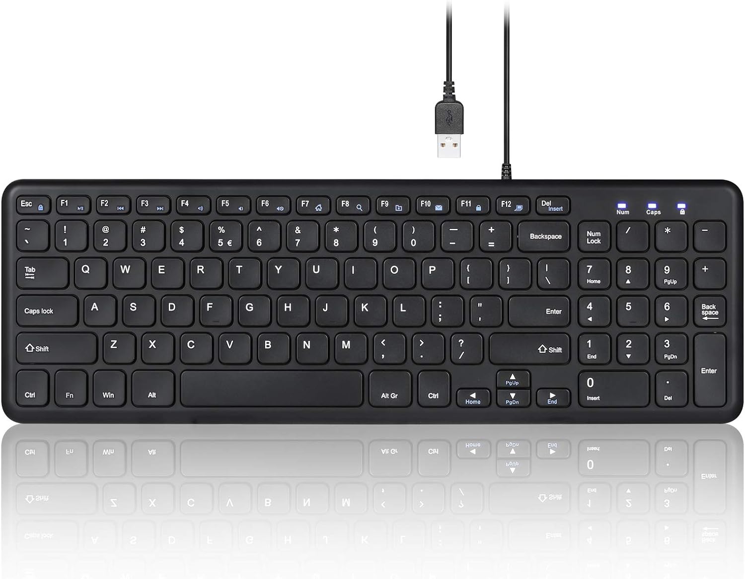 Perixx PERIBOARD-213U Wired Silent USB Scissor Keyboard - 14.45x4.76x0.70 Inches Compact Design with Number Pad - Black - US English (PB-213BUS-11738)