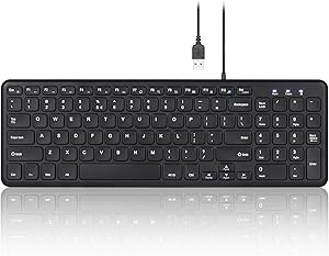 Perixx PERIBOARD-213U Wired Silent USB Scissor Keyboard - 14.45x4.76x0.70 Inches Compact Design with Number Pad - Black - US English (PB-213BUS-11738)