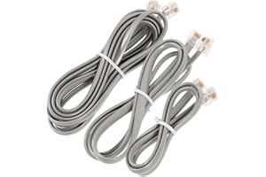 Toddmomy 3pcs Landline Phone Extension Cord Kit with PC Flat Wire Wear-Resistant Telephone Line for