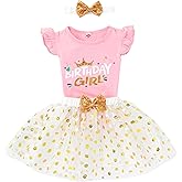 Highnesson-ww Toddler Baby Girls Birthday Princess Outfits Polka Bubble Tutu Skirt Sets 3Pcs
