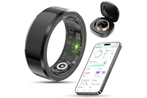 VNEXFU 2024 New Smart Ring Health Tracker for Men Women - IP68 Waterproof Fitness Ring with Sleep Tracker/Heart Rate/Blood Oxygen/Steps/Distance/Calories, Air Gestures, Charging case Up to 7-Day