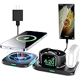 KKM 4 in 1 Wireless Charging Station, Compatible with Magsafe Charger, 15W Fast Charging Pad for iPhone 13/13 Pro/13 Pro Max/