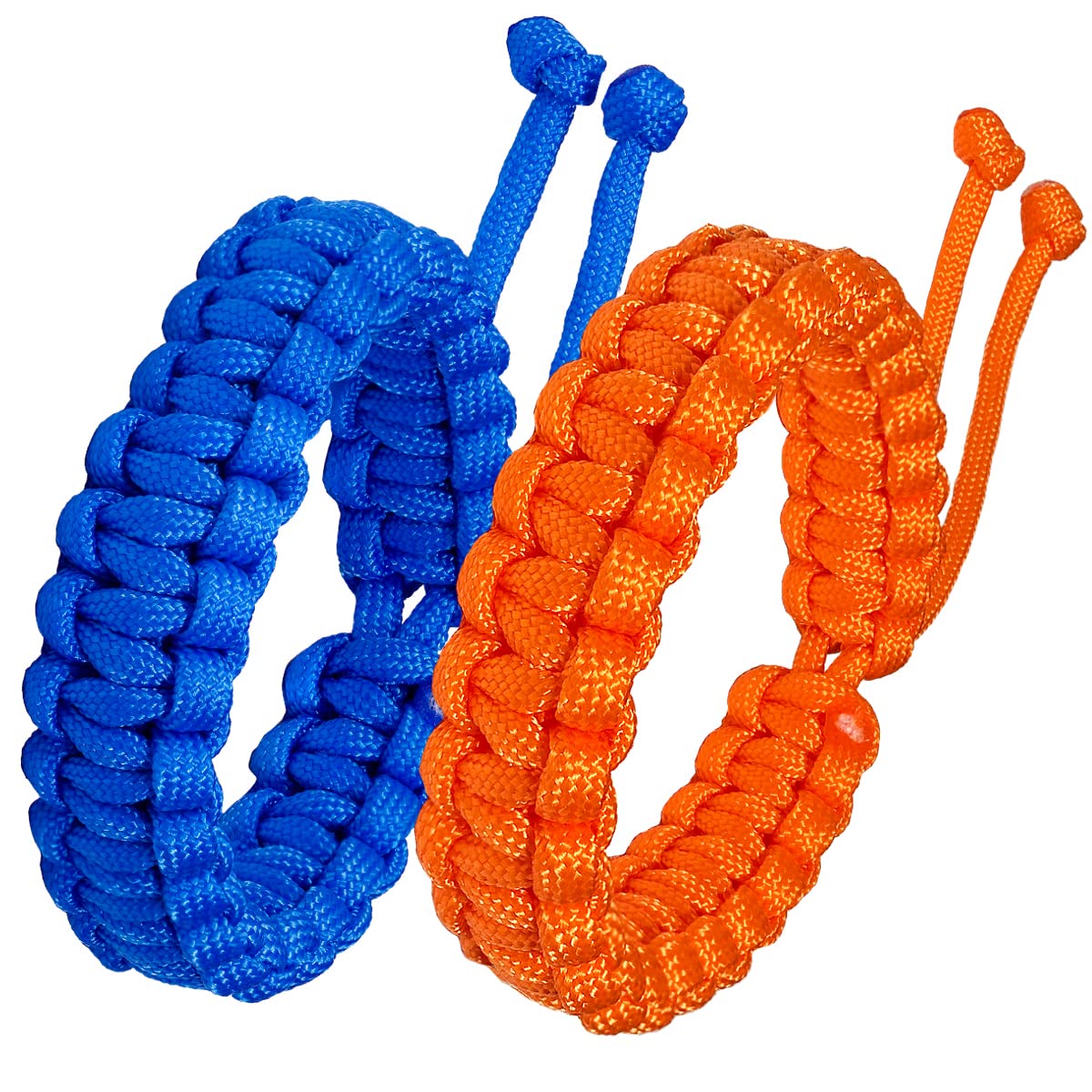 Jewboo Paracord Survival Bracelets Braided Paracord Handmade Rope for Couples Men Women Adjustable Size (Blue & Orange)