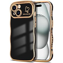 Hython for iPhone 15 Case Cute Curly Wave Frame