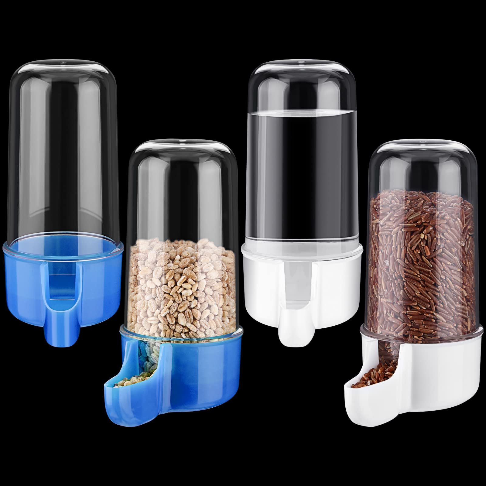 Photo 1 of Weewooday 4 Pieces Automatic Bird Feeder Cage Water Dispenser Bird Water Feeder Hamster Cage Waterer Accessory Drinker Bottle for Hamster Parrot(Classic Style,Blue, White,200 ml)