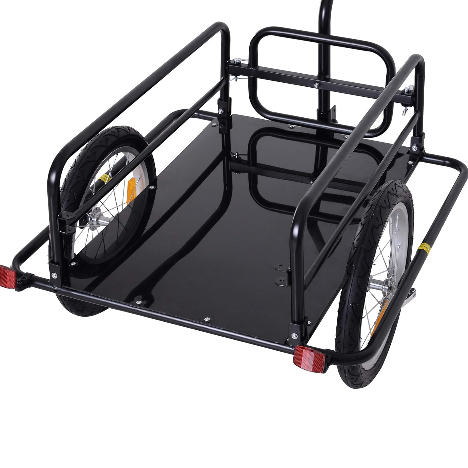 Garden Carts Black Aosom Folding Bike Cargo Trailer Cart with Seat Post