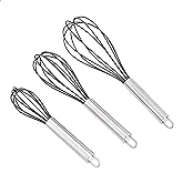 鶹 Basics Stainless Steel and Silicone Non-Stick Coated Whisk Set, 8", 10", and 12", Pack of 3