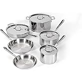 All-Clad D3 10-Piece Stainless Steel Cookware Set, 3-Ply Made in USA Cookware- Includes Frying Pans, Saucepan, Sauté-Pan, Stockpot, Professional Cookware -Induction & Oven Safe