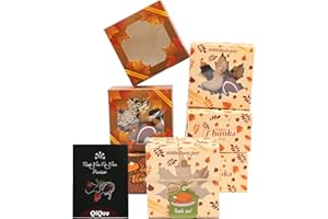 qiqee Thanksgiving Bakery Box with Window 36packs 6x6x3 Gold Leaves Cookie Boxes Pastry Box for Thanksgiving Day