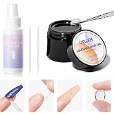 Gellen Solid Gel Nail Glue with 60ml Nail Glue Remover Set, 15g Solid Nail Gel for False Nail Tips &amp; Press On Nails