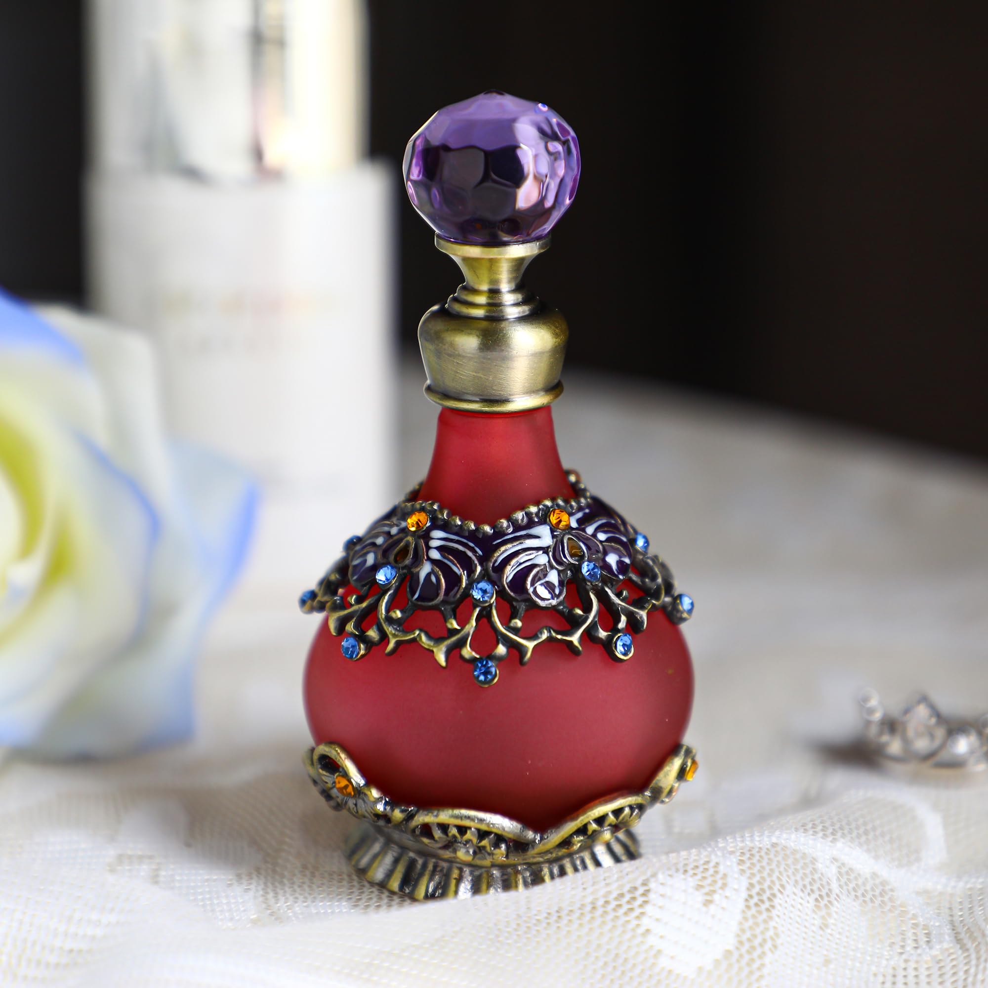 YU FENG 25ml Purple Vintage Refillable Crystal Decor Perfume Bottle (purple)