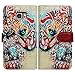 Bcov Galaxy Note 5 Wallet Case, Bfun Packing Tribal Floral Elephant Multi Card Slots Purse Wallet Leather Cover Case for Samsung Galaxy Note 5