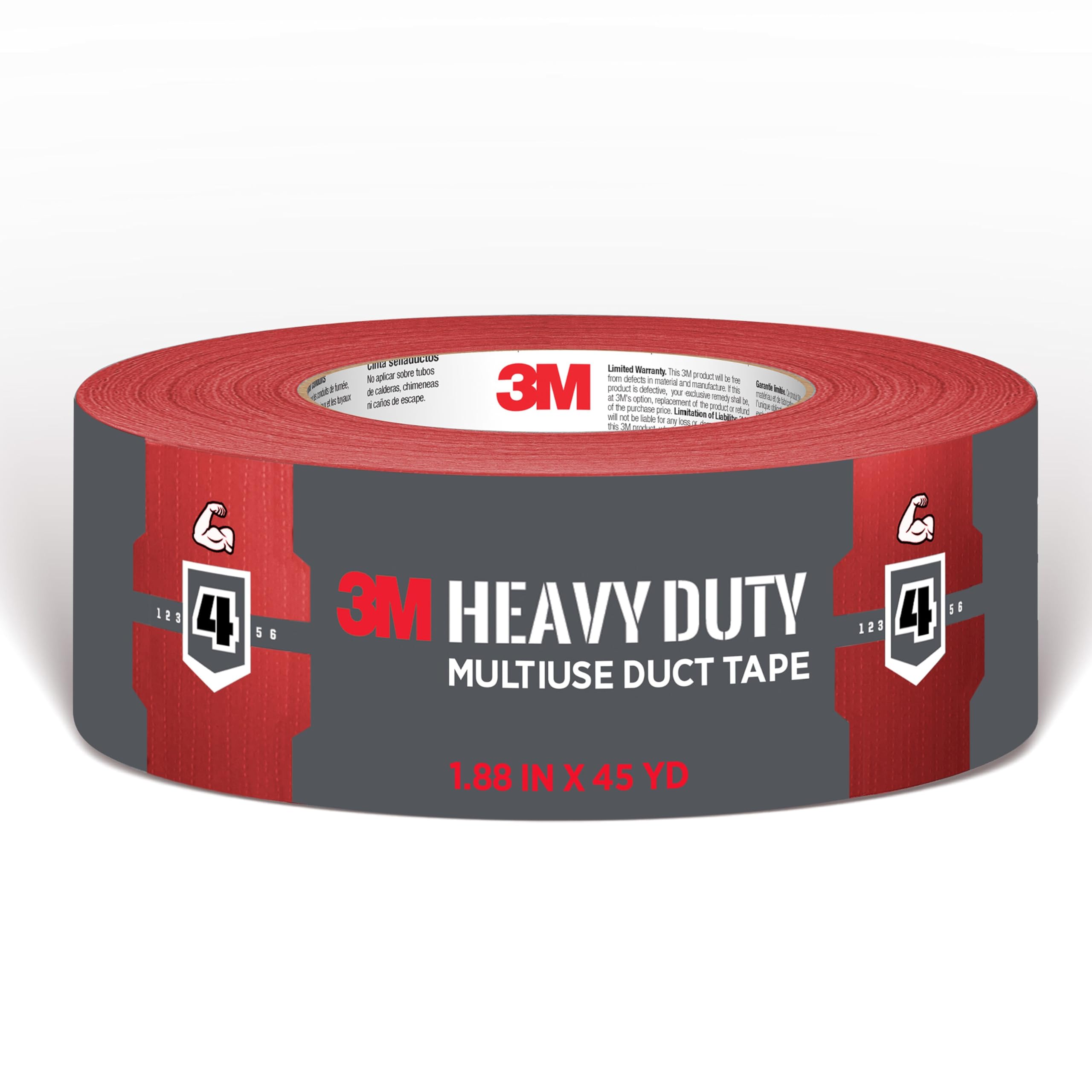 Photo 1 of 3M Red Duct Tape, 1.88in x 45yd, 1 Roll, Heavy Duty Multi-Surface, Temporary Solutions for Sealing, Holding, and Reinforcing, Tear by Hand Vertically and Horizontally, Staple for Every Toolbox