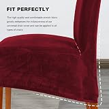 CMAKER Velvet Dining Chair Covers Set of 4 Burgundy Large Stretch Slipcovers view 7