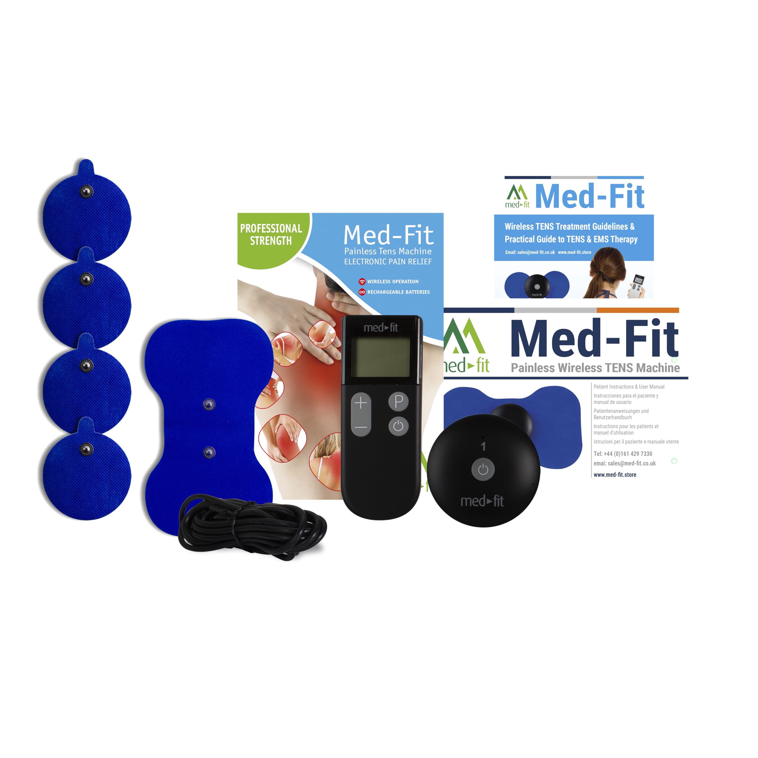 Med-Fit Wireless Rechargeable TENS Machine, Does not Require Leads, The Wireless Tens Module Gives Instant and targeted Pain Relief for Back, Neck, Shoulder, Sciatica, Endometriosis, Period Pain