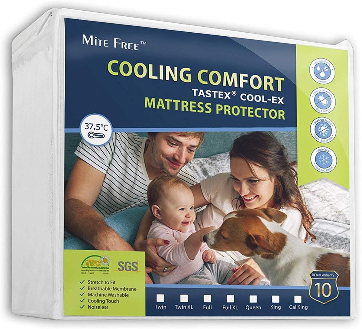 Mite Free Premium Hypoallergenic 100% Waterproof Mattress Protector - 15 Year Warranty - Vinyl Free - TWIN SIZE