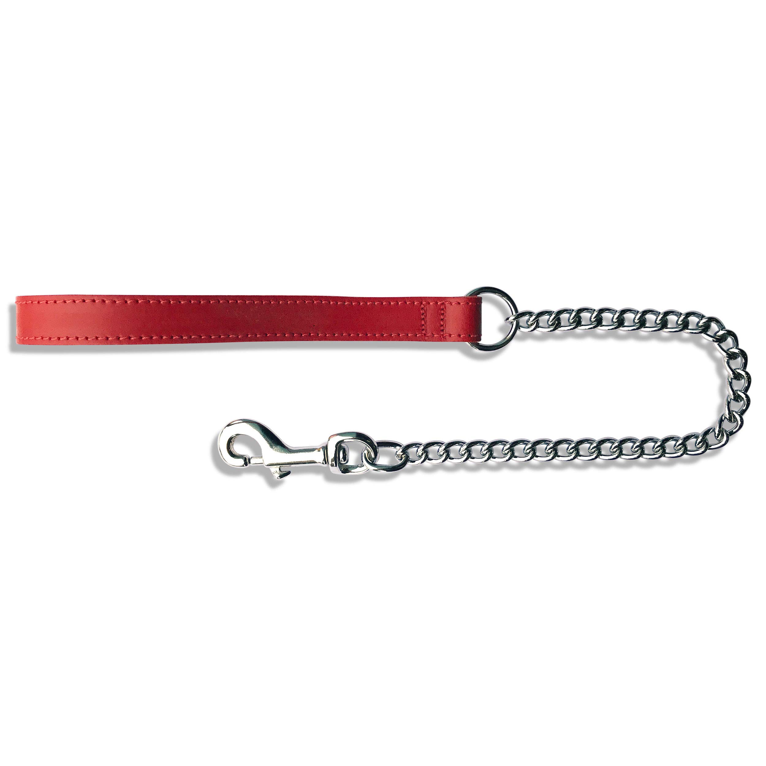 BBD 23-inch Heavy Leather Chain Lead, Red