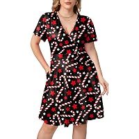 tiered dress casual Berydress Womens Sundresses Short Sleeve Summer Babydoll Midi Size:5XL (US 28-30) 38 1/2 length (size SCV021276_G_M Skechers USA Slip-Ins RF:
