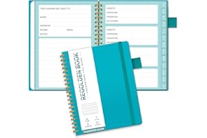 Regolden-Book Password Book with Alphabetical Tabs, Hardcover Password Keeper Book, Internet Password & Address Organizer Logbook for Computer & Website Logins, Pocket Size,Pen Loop, Pocket, Teal