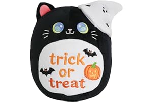 CAIYUEGG Halloween Black Cat Plush,Bat Ghost Pumpkin Plush,Halloween Black Cat Ghost Stuffed Animal Cute Pumpkin Plushie Birthday Gift for Boys Girls Kids