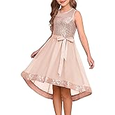 GRACE KARIN Girls Sequin Party Formal Dress Wedding Guest Sparkle Fancy Birthday Tulle High Low Prom Dresses 6-14 Years