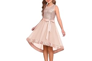 GRACE KARIN Girls Sequin Party Formal Dress Wedding Guest Sparkle Fancy Birthday Tulle High Low Prom Dresses 6-14 Years