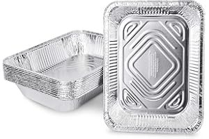 XIAFEI 9x13 Aluminum Foil Pans, Half Size Deep Foil Pans, Friendly Recyclable Aluminum, Portable Food Storage Containers, Great for Cooking, Heating, Storing, Prepping Food (10 Pack)