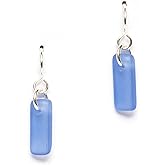 Murmur Sea Glass Earrings - Sterling French Wire Beach Glass Earrings for Women by EcoSeaCo, using sustainable, recycled and repurposed material. Handmade Jewelry in the USA