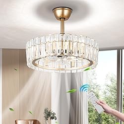 YPQXYHDA 20.7" Modern Crystal Ceiling Fan with