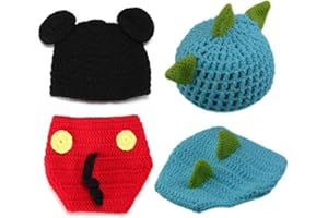 ZOCONE 2 Sets Cotton Knitted Newborn Photography Costume for Girls and Boys (0-3 Months)