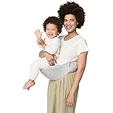 Ergobaby Lift Ergonomic Baby Hip Seat Carrier with Storage, Comfortable Wide Waistbelt and Lumbar Support (17lbs - 45lbs) - Anti-slip Toddler Carrier - Pearl Grey