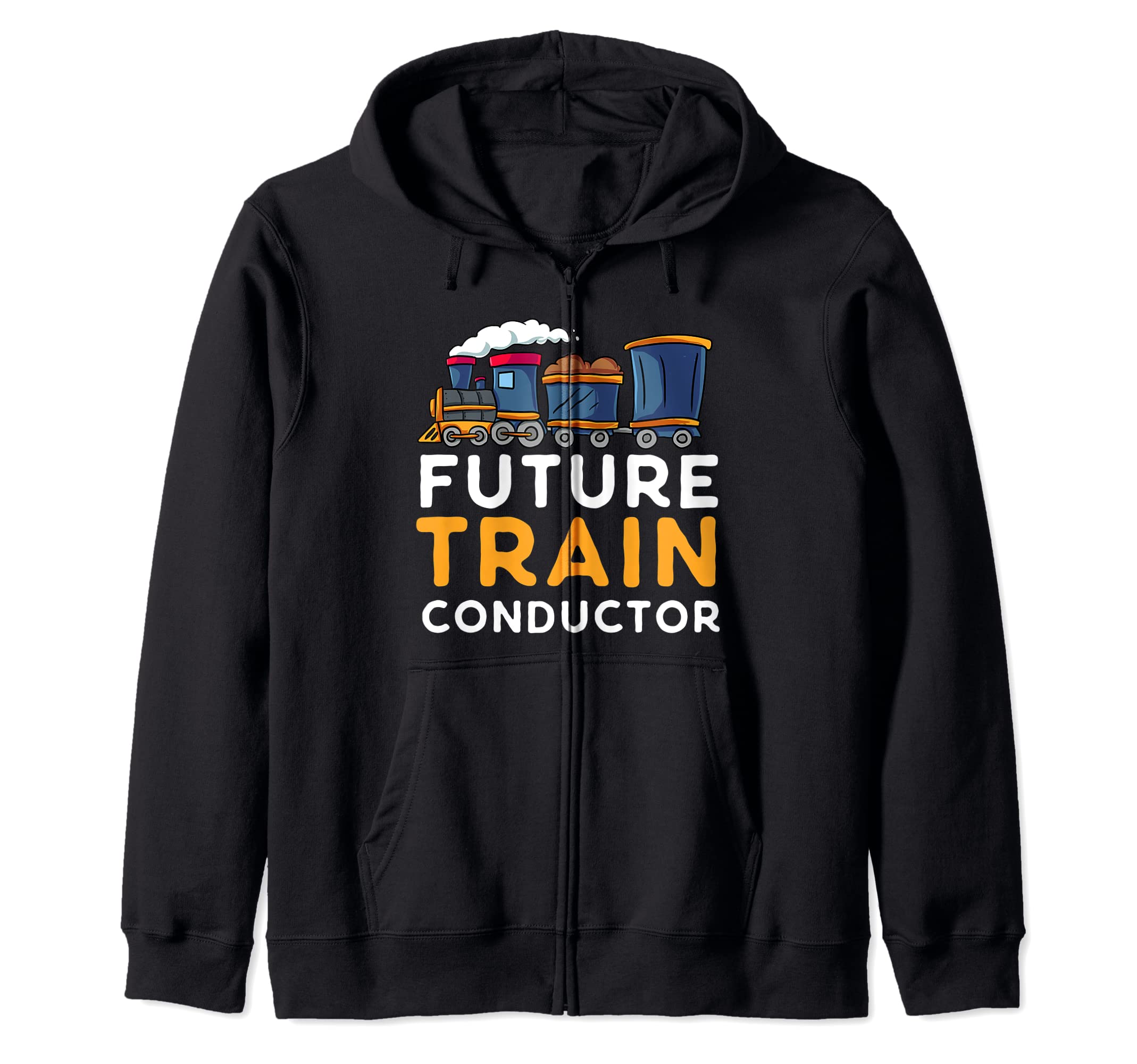 Steam Engine Gift for Toddlers Kids Future Train Conductor Zip Hoodie