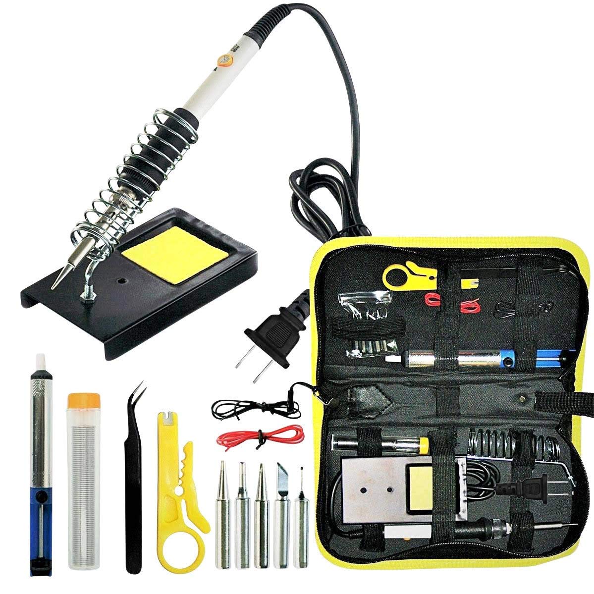 Soldering Iron Kit with Tips, including Stand, Cleaner, Solder Wire