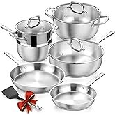 KOCH SYSTEME CS Stainless Steel Cookware Set 10 Piece, 18/10 Stainless Steel Pots and Pans Set for Professional Cooking, Kitchen Cookware Sets, Induction Compatible, Pots and Pans Set, Cooking Set