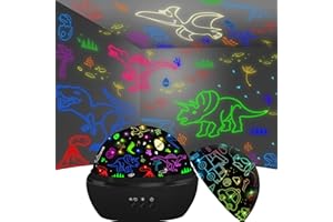 DQMOON Dinosaur Night Light for Kids, Projector with 8 Colors, 360 Rotation, Safe Materials, Ideal Birthday Gift