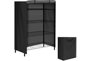 CATOTEL Storage Shelving Unit - Protective, Waterproof Outdoor Indoor Storage Rack, Dust Cover with Zipper (36Lx14Wx54H), Black