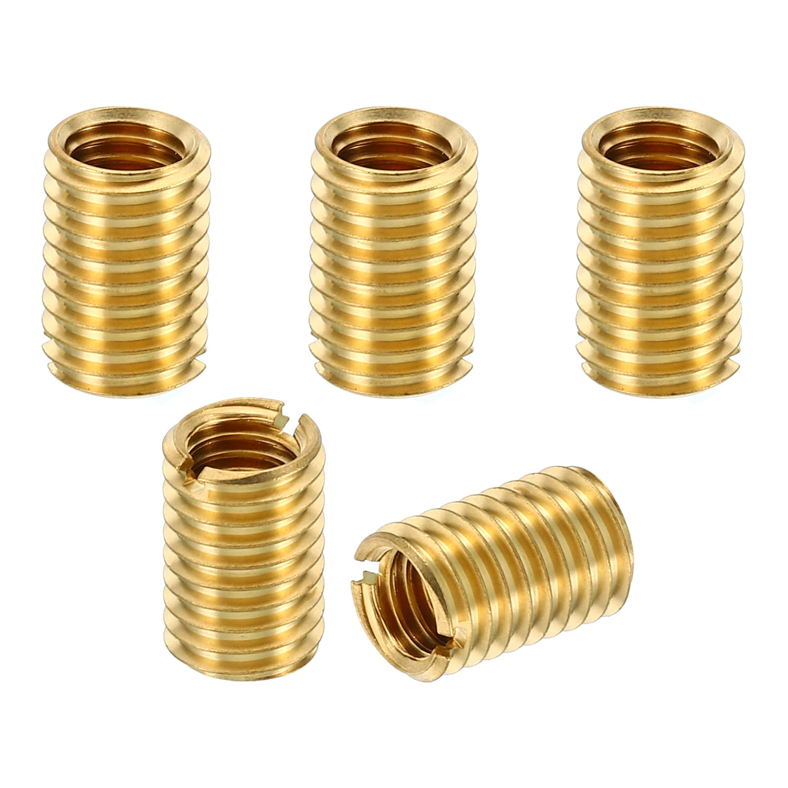 PATIKIL Brass Threaded Repair Insert Nut, 5 Pcs M10x1.5 Male to M8x1.25 Female Thread Sleeve Inserts Reducing Nut Adapter Reducer Screw Sleeves 15mm