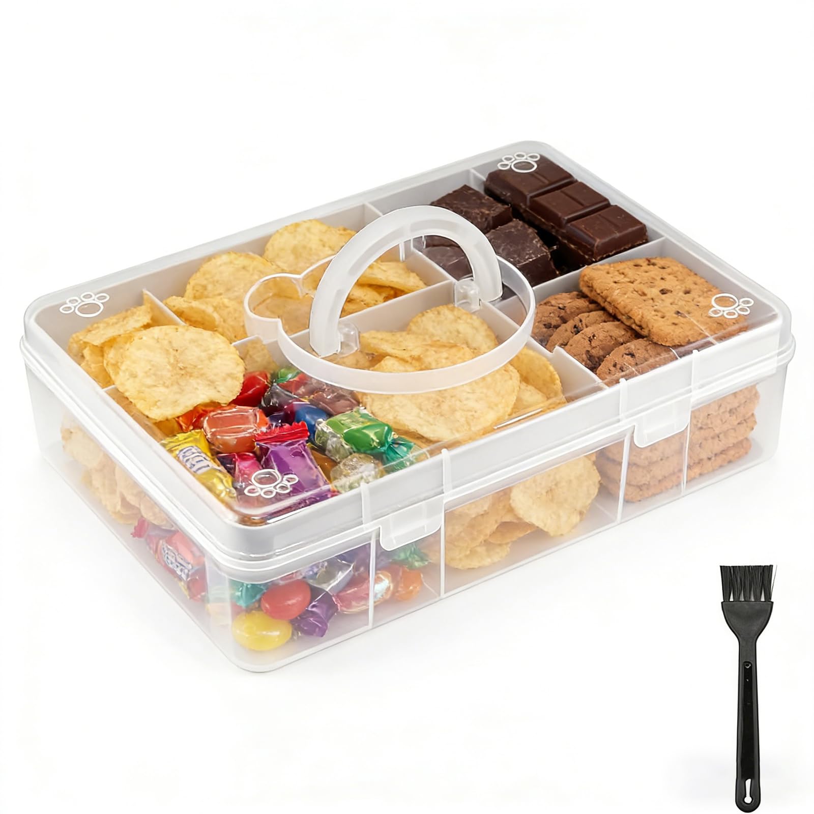 Craft Storage Box Clear Craft Stackable Large Sewing Box with 7 Compartment Tray Large Capacity for Medications, Sewing Supplies, Stationery- Space-Saving Design for Home & Office - Transparent White